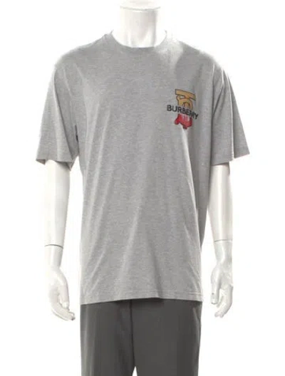 Pre-owned Burberry Signature Logo Graphic Print Polo Shirt In Gray