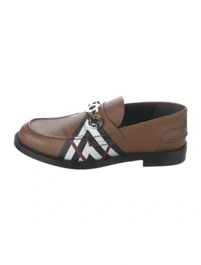 Pre-owned Burberry Signature Logo Leather Loafers In Brown
