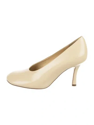 Pre-owned Burberry Signature Logo Leather Pumps In Yellow