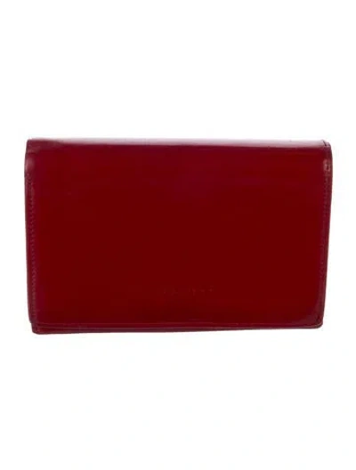 Pre-owned Burberry Signature Logo Leather Wallet In Red