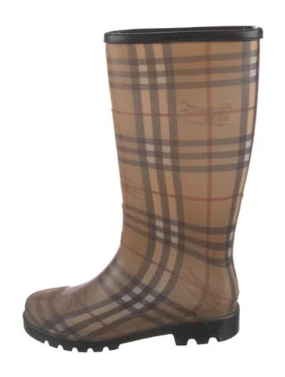 Pre-owned Burberry Signature Logo Rubber Rain Boots In Neutral