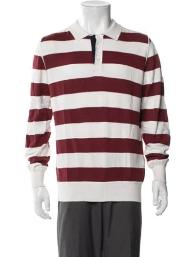 Pre-owned Burberry Signature Logo Striped Polo Shirt In Red