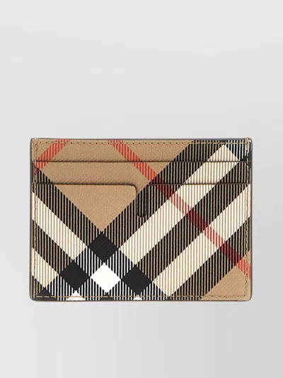 BURBERRY SIGNATURE PATTERN COMPACT RECTANGULAR CARD HOLDER