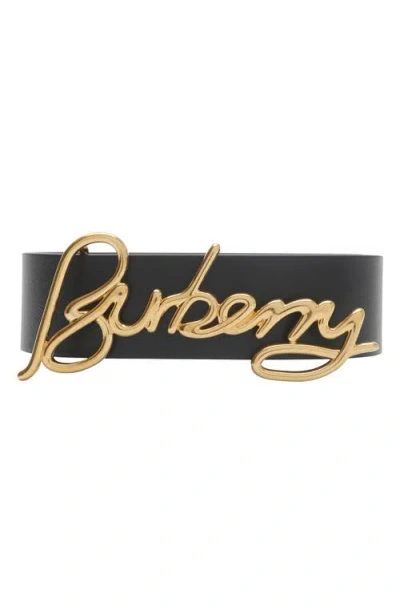 Burberry Reversible Leather Signature Belt In Black/soap