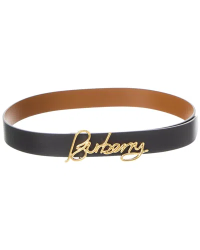 Burberry Signature Reversible Leather Belt In Black