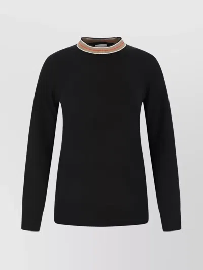 BURBERRY SIGNATURE STRIPE NECK CASHMERE SWEATER