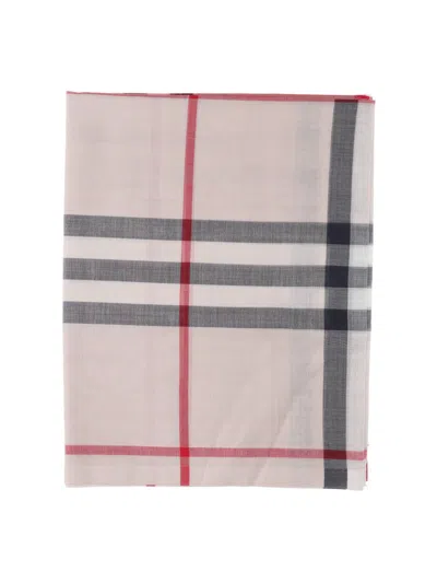 Burberry Silk And Wool Scarf "check" In Pink