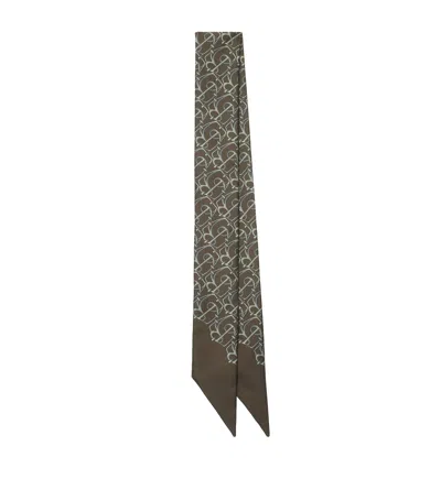 Burberry Silk B Charm Skinny Scarf In Brown