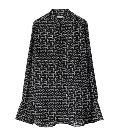 Burberry Women's Camisa Ros Negra Estamp Aros Plateados Shirt In Black