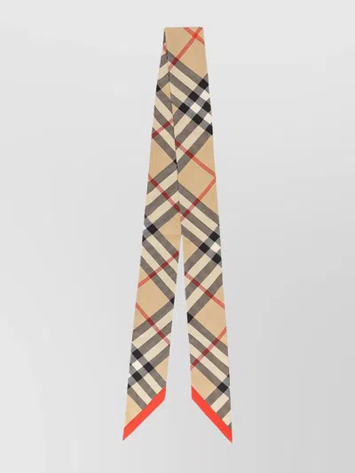 Burberry Silk Bandeau Featuring Check Motif In Brown