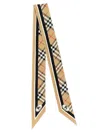 Burberry Long Plaid Silk Bandeau With Pointed Ends In Brown