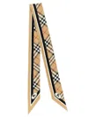 Burberry Long Plaid Silk Bandeau With Pointed Ends In Brown