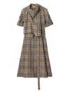 Burberry Check Silk Blend Trench Dress In Brown