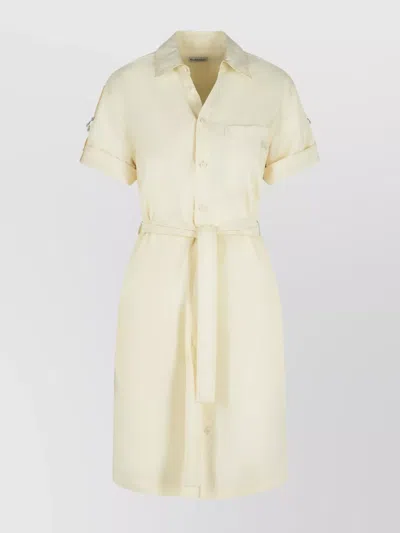 BURBERRY SILK BLEND DRESS FEATURING BELTED WAIST