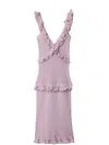 Burberry Ruffle V-neck Sleeveless Maxi Dress In Pink