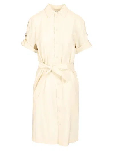 Burberry Silk Blend Shirt Dress Dresses White