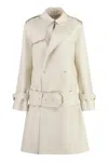 Burberry Medium Silk Blend Trench Coat In Beige