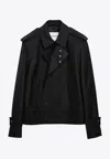 Burberry White Striped T-shirt With Logo Embroidery In Black