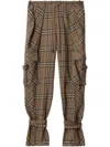 Burberry Check Silk Blend Cargo Trousers In Braun