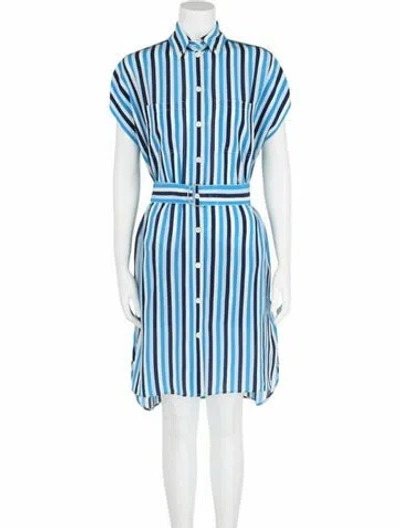 Pre-owned Burberry Silk Casual Dress W/ Tags In Blue