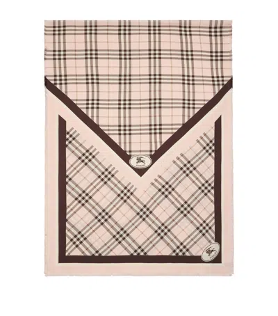 Burberry Silk Check Knight Motif Scarf In Multi