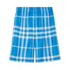 Burberry Plaid-check Print Shorts In Blue