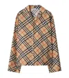 Burberry Check Print Silk Shirt In Neutrals