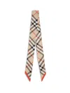 Burberry Thin Silk Scarf Check Beige Women In Gold