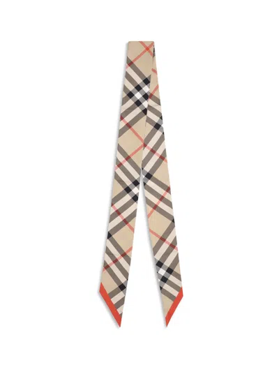 Burberry Silk Check Scarf In Gold