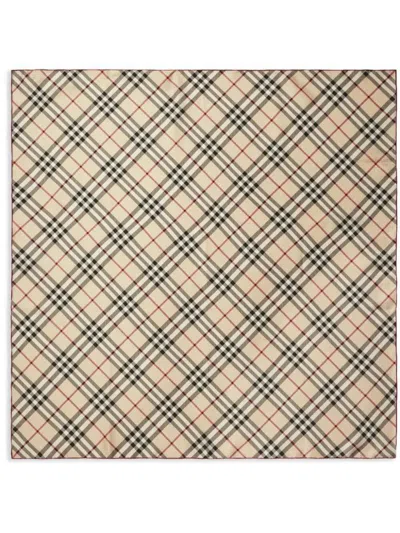 Burberry Silk Check Scarf Accessories In Beige