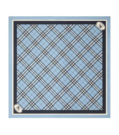 Burberry Silk Check Scarf In Blue