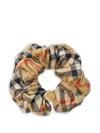 Burberry Mh Silk Check Scrunchie In Brown
