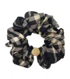 Burberry Silk Scrunchie With Check In Black