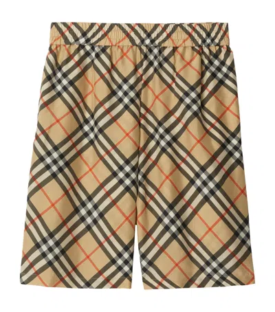 Burberry Beige Check Swim Shorts In Alabaster Pink