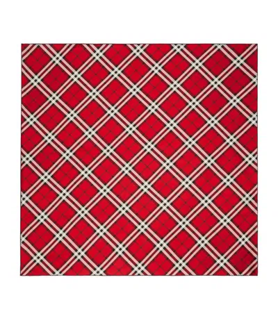 Burberry Silk Check Square Scarf In Red