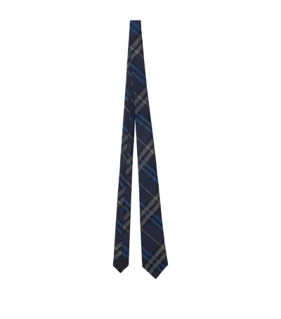 Burberry Silk Check Tie In Blue