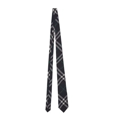 Burberry Silk Check Tie In Gray