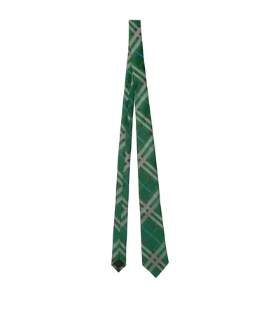 Burberry Silk Check Tie In Green