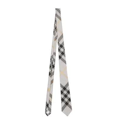 Burberry Silk Check Tie In Grey