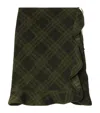 Burberry Silk Check Wrap Skirt In Green