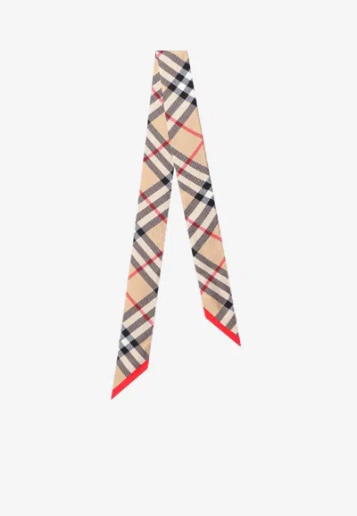 Burberry Silk Checked Scarf In Multi