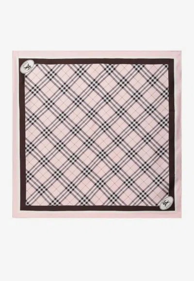 Burberry Silk Checked Scarf In Pink
