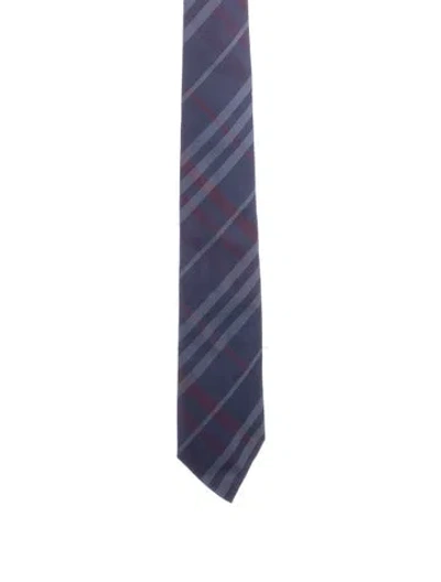 Pre-owned Burberry Silk Checkered Tie In Blue