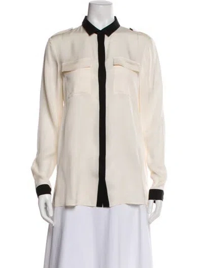 Pre-owned Burberry Silk Colorblock Pattern Blouse In Neutral