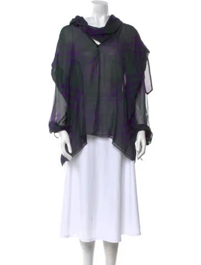 Pre-owned Burberry Silk Cowl Neck Blouse In Multi