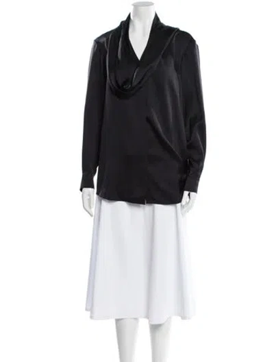 Pre-owned Burberry Silk Cowl Neck Blouse W/ Tags In Black