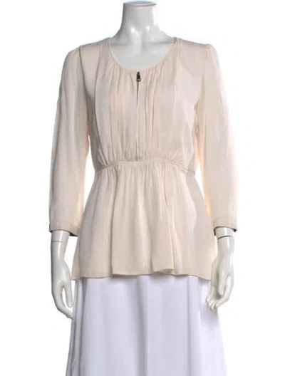 Pre-owned Burberry Silk Crew Neck Blouse In Neutral