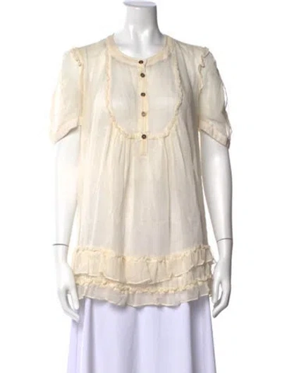 Pre-owned Burberry Silk Crew Neck Blouse In Neutrals