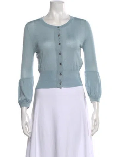 Pre-owned Burberry Silk Crew Neck Sweater In Blue