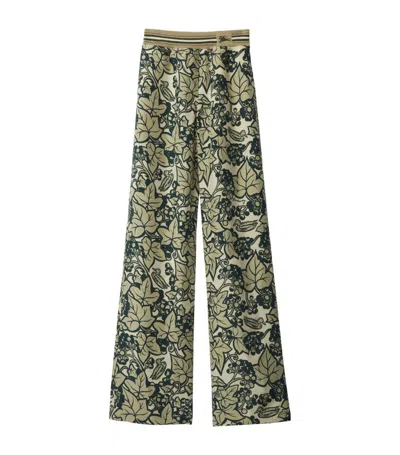 Burberry Graphic-print Silk Trousers In Safari